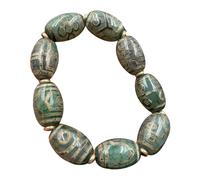 NIUSABOU Le Bracelet de l'Éternel, Bracelet tibétain en Perles dzi, Un à Neuf Yeux, Onyx Vert, Agate, certifié, Unisexe, 2,2 x 1,6 cm
