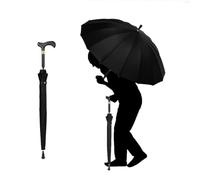 NIUSABOU Les côtes du vent marchent en parapluie de vigne, Canne de marche, béquille, parapluie avec embout en caoutchouc, aluminium multicolore, 86 cm/33 pouces(Black)