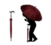 NIUSABOU Les côtes du vent marchent en parapluie de vigne, Canne de marche, béquille, parapluie avec embout en caoutchouc, aluminium multicolore, 86 cm/33 pouces(Red)
