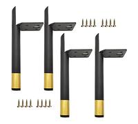 NIUSABOU Les Jambes de Meubles, Pieds de Meubles en métal, lot 4, Multicolores, 13-20cm, Remplacement, vis incluses(BlackGold,20cm(7.9in))