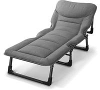 NIUSABOU Lits de Camp Portables, Lit de Camping Pliant Portable 4 Positions réglables avec Oreiller Gris 190x70cm ou 175x60cm(190x70cm)