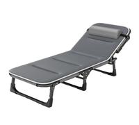 NIUSABOU Lits de Camp Portables, Oreiller de Matelas lit Camping Pliant réglable à 5 Positions for Adultes Multicolore 193x68cm(All Grey)