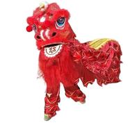 NIUSABOU Mascotte de danse du lion chinois, Ensemble Costume De Danse Du Lion Avec Tête Et Manteau Fourrure Multicolore(Rosso)