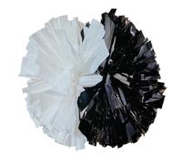 NIUSABOU Pompons de Danse et de Cheerleading, Pom Poms Cheerleading 6 pcs 32 cm avec Poignée Multicolore(Black White)