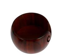 NIUSABOU Support à pelote en Bois, Bol à Fil en Bois de pin for Tricot au Crochet, avec Trous et Couvercle, Portable, foncé, 15x15x8cm(Color1)