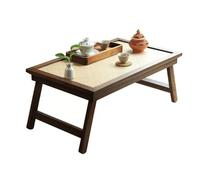 NIUSABOU Table Japonaise, Table Basse Pliante en rotin Tatami, Table à thé Japonaise, Marron, 70 x 42,5 x 30 cm