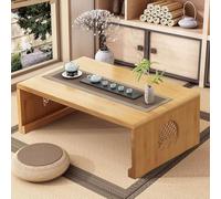 NIUSABOU Table Japonaise, Table de Tatami Chinoise Pliable en Bambou for café, thé, méditation, Bois et Noyer, 3 Tailles(Small)