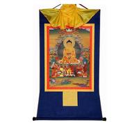 NIUSABOU Tenture Murale tibétaine Thangka en Brocart, Tapisserie Bouddhiste, Shakyamuni (Bouddha Gautama), Tapisserie Bouddhiste en Brocart estampé à Chaud for décoration intérieure Zen et méditation