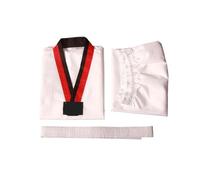 NIUSABOU Tenue de karaté et de Taekwondo, Unisexe Arts Martiaux Judo Noir Rouge Collier Polyester 100-150 cm(120)