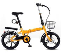 NIUSABOU Vélo Pliable pour Adultes avec, Vélo Pliant 16-22 Pouces Multicolore for Les navetteurs urbains Adultes(Yellow,22 inch)