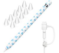 NIUTRENDZ Imprimé Vache Silicone Housse de Protection pour Apple Pencil 1ère Génération Accessoires avec Couvercle de Pointe Apple et Cordon d'adaptation de Câble