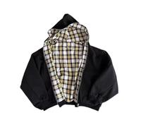 NIUVOO Sweat à capuche réversible avec motif à carreaux surdimensionné pour homme Y2k Emo 2000s Grunge avec fermeture éclair - Style rappeur et hip-hop, jaune, L