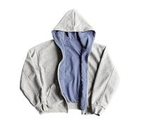 NIUVOO Sweat à capuche surdimensionné réversible à carreaux Y2k Emo années 2000 Grunge Sweat à capuche zippé Rapper Hip Hop Tenues, bleu, S