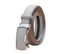 NIUXICH 2.3cm largeur femmes ceinture en cuir décontracté dames ceintures réglables ceinture à boucle automatique, Gris, 110cm