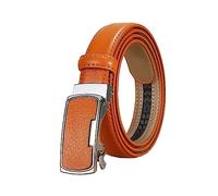 NIUXICH 2.3cm largeur femmes ceinture en cuir décontracté dames ceintures réglables ceinture à boucle automatique, Orange, 120cm