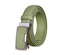 NIUXICH 2.3cm largeur femmes ceinture en cuir décontracté dames ceintures réglables ceinture à boucle automatique, Vert, 110cm