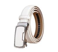 NIUXICH 2.3cm largeur femmes ceinture en cuir décontracté dames ceintures réglables ceinture à boucle automatique, Blanc, 120cm