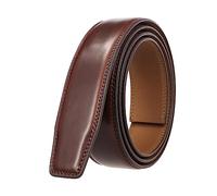 NIUXICH 3.0cm largeur hommes/femmes ceintures en cuir sans boucles ceinture d'affaires homme sans tête de boucle automatique, Brun, 120cm