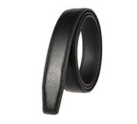 NIUXICH 3.0cm largeur hommes/femmes ceintures en cuir sans boucles ceinture d'affaires homme sans tête de boucle automatique, Noir, 130cm