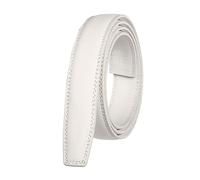 NIUXICH 3.0cm largeur hommes/femmes ceintures en cuir sans boucles ceinture d'affaires homme sans tête de boucle automatique, Blanc, 125cm