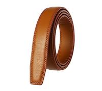 NIUXICH 3.0cm largeur hommes/femmes ceintures en cuir sans boucles ceinture d'affaires homme sans tête de boucle automatique, Jaune, 115cm