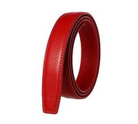 NIUXICH 3.0cm largeur hommes/femmes ceintures en cuir sans boucles ceinture d'affaires homme sans tête de boucle automatique, Rouge, 120cm