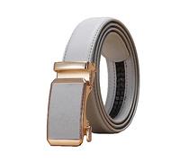 NIUXICH 3cm largeur femmes/hommes ceinture en cuir réglable boucle automatique ceinture vêtements ceinture décorative, Gris, 130cm