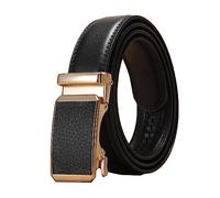 NIUXICH 3cm largeur femmes/hommes ceinture en cuir réglable boucle automatique ceinture vêtements ceinture décorative, Noir, 125cm