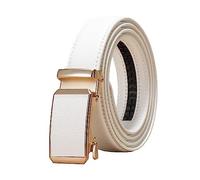NIUXICH 3cm largeur femmes/hommes ceinture en cuir réglable boucle automatique ceinture vêtements ceinture décorative, Blanc, 120cm