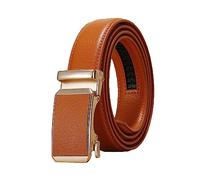 NIUXICH 3cm largeur femmes/hommes ceinture en cuir réglable boucle automatique ceinture vêtements ceinture décorative, Orange, 125cm