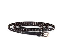 NIUXICH Cuir noir Rivet femmes ceinture mince ceinture étendue 190cm 200cm dames boucle ardillon robe ceinture décorative, Noir, 200cm