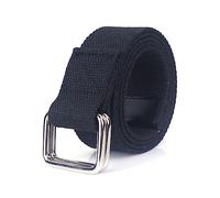 NIUXICH Double Anneau Boucle Couleur Unie Réglable Longueur Jeans Accessoires Toile Femmes/Hommes Nylon Ceinture Décorative, Noir, 110cm