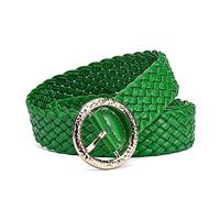 NIUXICH Femmes tressées couleurs vives ceintures circulaire or boucle dames taille ornement pas de trous décontracté jean ceinture, Vert, 105cm