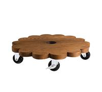 NIUXICH Panier rond en bois pour plantes - Support à roulettes avec roulettes rotatives à 360 ° - Pour balcon, cour, jardin et déplacement de pots de fleurs en pot