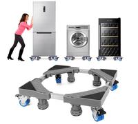 NIUXX Base de Réfrigérateur Machine à Laver Réglable 41.5cm-65cm Socle Linge Base de Sèche-linge avec 4 Roues et 8 Pieds, Réduction du Bruit Antichoc Effet Sèche-Linge