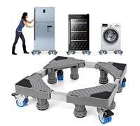 NIUXX Base de Réfrigérateur Machine à Laver Réglable 42-66 cm Socle Linge | Pied pour réfrigérateur et sèche-linge - Réglable de 42 à 66 cm - Avec tapis antidérapant absorbant les chocs