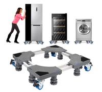 NIUXX Base de Réfrigérateur Machine à Laver - Réglable 53-68cm Socle Linge | Base de Sèche-linge Conception à Double Tube avec 4 Roues et 8 Pieds - Réduction du Bruit Antichoc - Capacité de charge 400kg