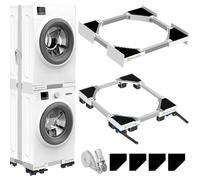 NIUXX Cadre de Liaison et Support Universel pour Sèche-linge et Lave-linge, Réglable en Taille avec corde à Cliquet et Roues de Transport avec Freins pour Lave-Linge et Sèche-Linge Gain de Place