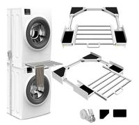 NIUXX Cadre intermédiaire avec corde à linge pour Lave-linge/Sèche-ling | kit intermédiaire avec porte-serviettes extensible, taille réglable (53-68 cm)