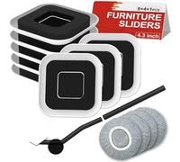 NIUXX Patins de Meubles pour Le Transport de Meubles Lourds, 8 Patins de Chaise, 4 Housses en Coton et 1 Pied-de-Biche pour la Protection des Planchers de Bois Franc et des Moquettes avec Rainures