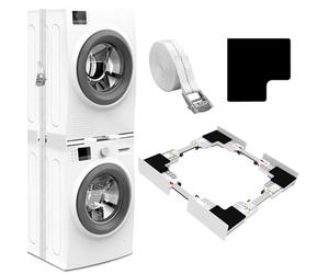 NIUXX Universel Kit de Superposition pour 46-66cm Lave-linge et Sèche-linge, Kit D’empilage pour Machine à Laver, Cadre Intermédiaire pour Laver, Sèche-Linge Kit Intermédiaire avec Sangles à Cliquet