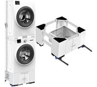 NIUXX Universel Support pour Lave-Linge avec Tiroir et Roulettes, Fonction Anti-Vibration Réglable(42-69cm), Socle Machine a Laver avec Frein, pour Lave-Linge et Sèche-linge, Charge Admissible 400 kg