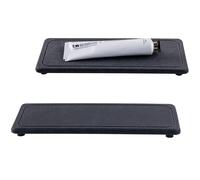 NiuYichee Lot de 2 plateaux en pierre absorbante, porte-savon pour évier de cuisine/salle de bain, plateau de diatomite utilisé pour le savon et les bouteilles de cosmétiques, 10 x 26 cm, gris foncé