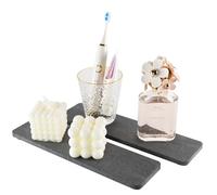 NiuYichee Lot de 2 plateaux en pierre absorbante, porte-savon pour évier de cuisine/salle de bain, plateau de diatomite utilisé pour le savon et les bouteilles de cosmétiques, 8 x 30 cm, gris foncé