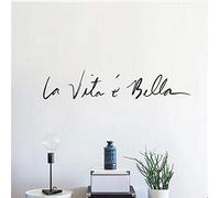 NIUZHENBAOS Sticker mural avec citation italienne Sticker mural Beautiful Living Décoration pour la maison Salon Autocollant mural en vinyle inspirant, extensible et amovible 57 x 11 cm