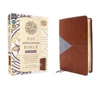 NIV Application Bible, Personal Size, Leathersoft, Brown/Blue, Red Letter, Comfort Print: Bringing the Ancient Message of the Bible into Your World