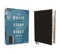 Niv, Quest Study Bible, Large Print, Bonded Leather, Black, Thumb Indexed, Comfort Print