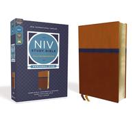 Niv Study Bible, Fully Revised Edition, Personal Size, Leathersoft, Brown/Blue, Red Letter, Comfort Print