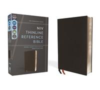NIV, Thinline Reference Bible (Deep Study at a Portable Size), Genuine Leather, Calfskin, Black, Red Letter, Comfort Print