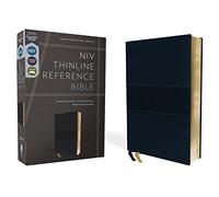NIV, Thinline Reference Bible (Deep Study at a Portable Size), Leathersoft, Navy, Red Letter, Comfort Print